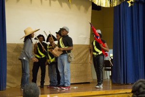 5th graders at Fairfield Court Elementary act out a scene of their skit at the Black History Month Program.